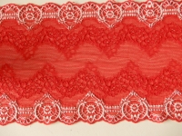 Stretchkant rood met roze boduursel - 18 x 0.95 cm
