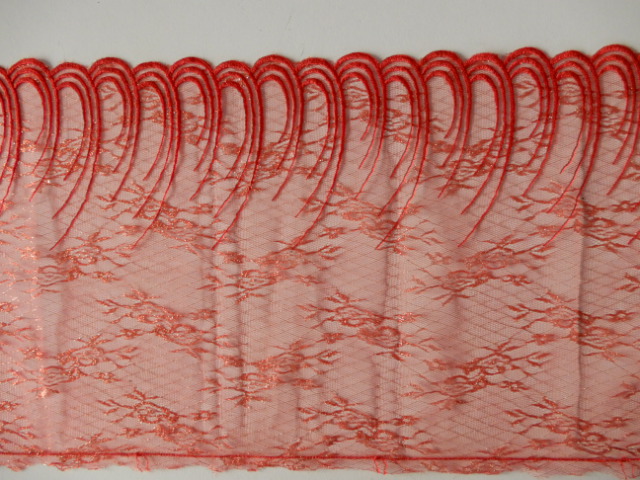 Stretchkant rood met gouddraad - lengte rek - 26 x 1.60 cm
