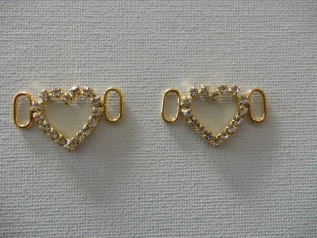 sier accessoires - goudkleur strass hart 3cm breed - 0.8cm