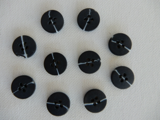 Knopen - zwart met wit streepje Ø 1.7cm