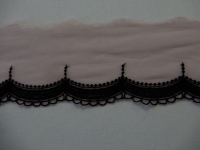 Tulekant ( niet rekbaar) - roze zwart geborduurd