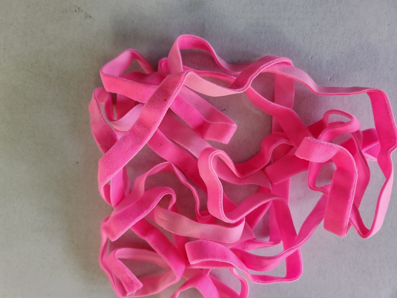 Fluweel neon roze elastiek vanaf 2 meter